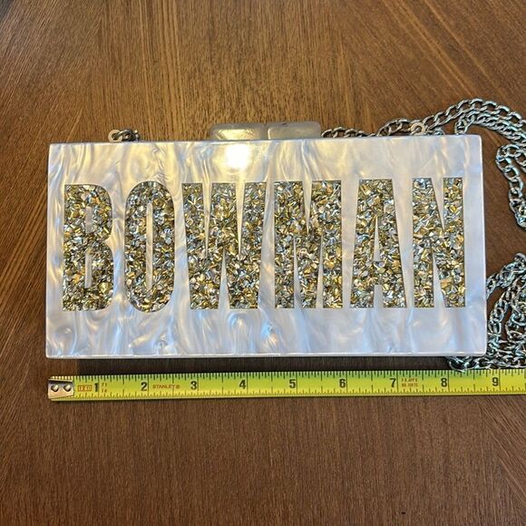 Rae of Light Mother Of Pearl Acrylic Wedding Custom Made BOWMAN Purse - Picture 11 of 13